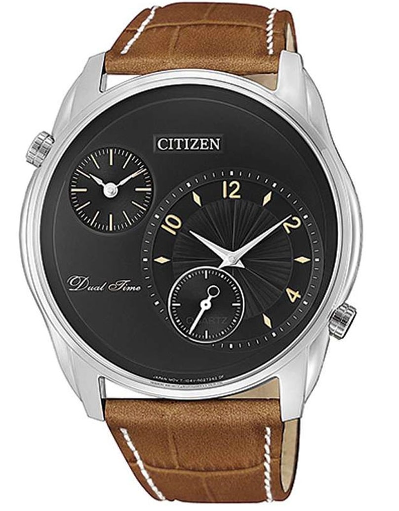 Citizen Quartz Dual Time Gents Leather Elegant Watch Royal Tempus