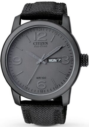 Citizen Eco-Drive Stealth Black Plated Canvas Strap 100m Watch