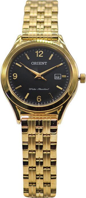 Orient Quartz Elegant Black Dial Gold Tone Ladies Watch