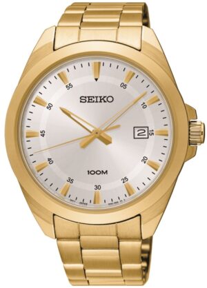 Seiko Quartz 100m Men's Elegant Gold Watch
