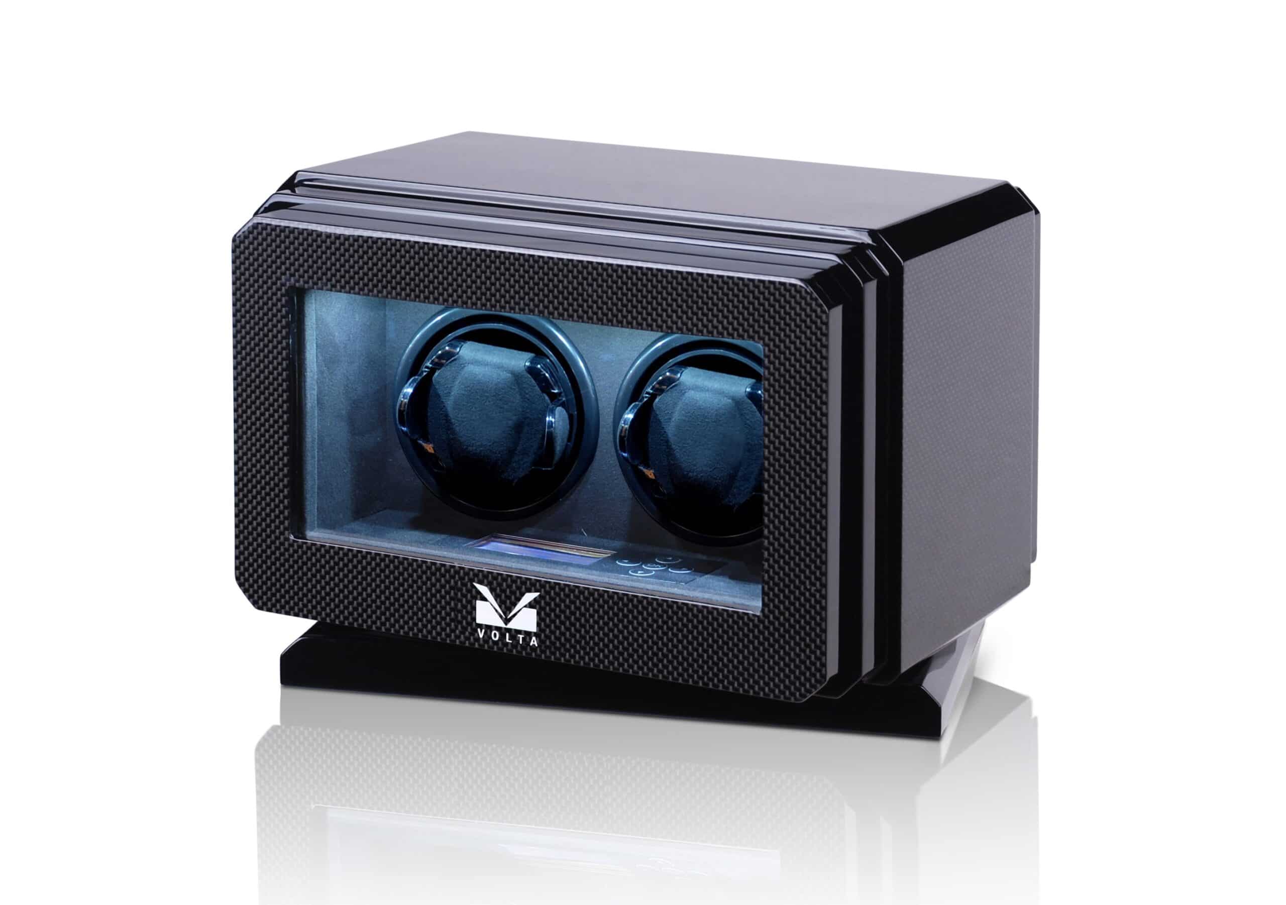 Volta Double Watch Winder with Rotating Base Carbon Fiber Royal Tempus