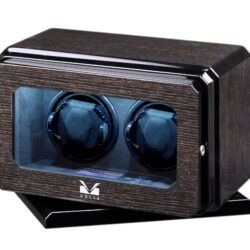 Volta Double Watch Winder with Rotating Base – Black Oak (1)-min