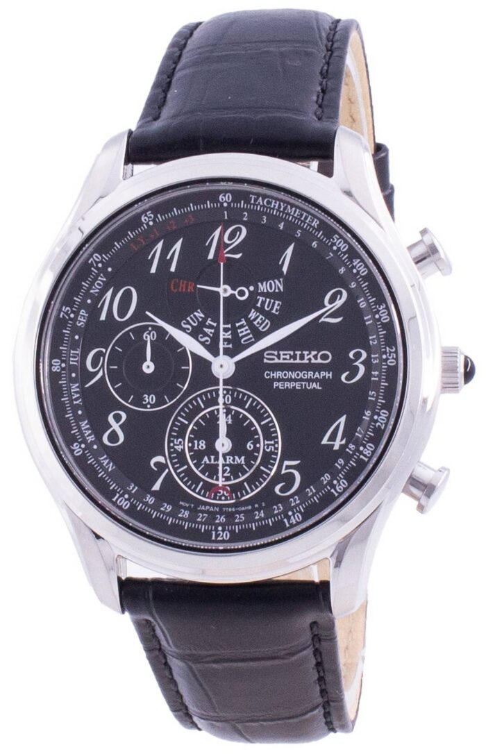 kort Ved Print Seiko Chronograph Perpetual SPC255 SPC255P1 SPC255P Quartz Tachymeter Men's  Watch | Royal Tempus