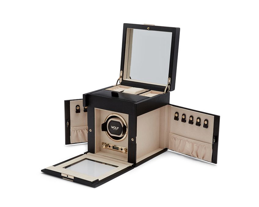 WOLF Single Watch Winder with Jewelry Storage Palermo Black Anthracite