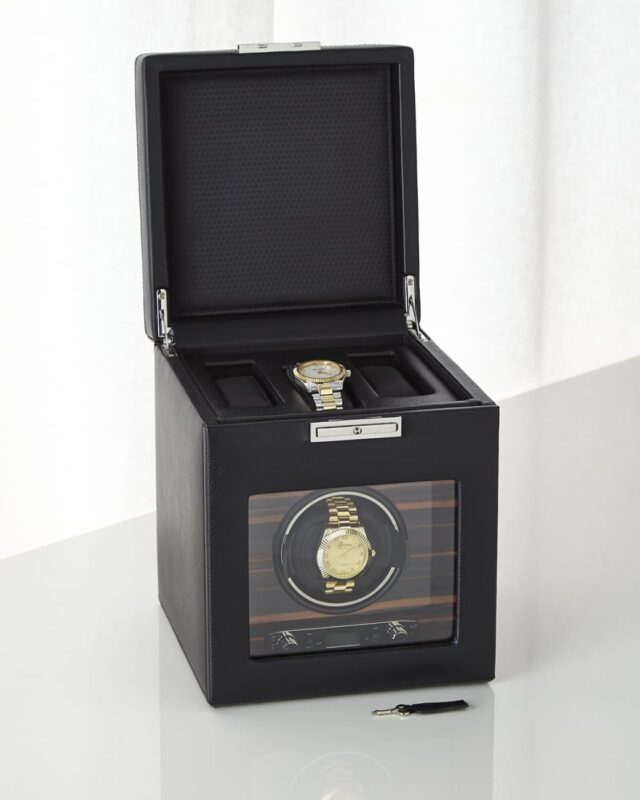 Wolf Single Watch Winder with Storage Roadster Black 457156 Royal Tempus