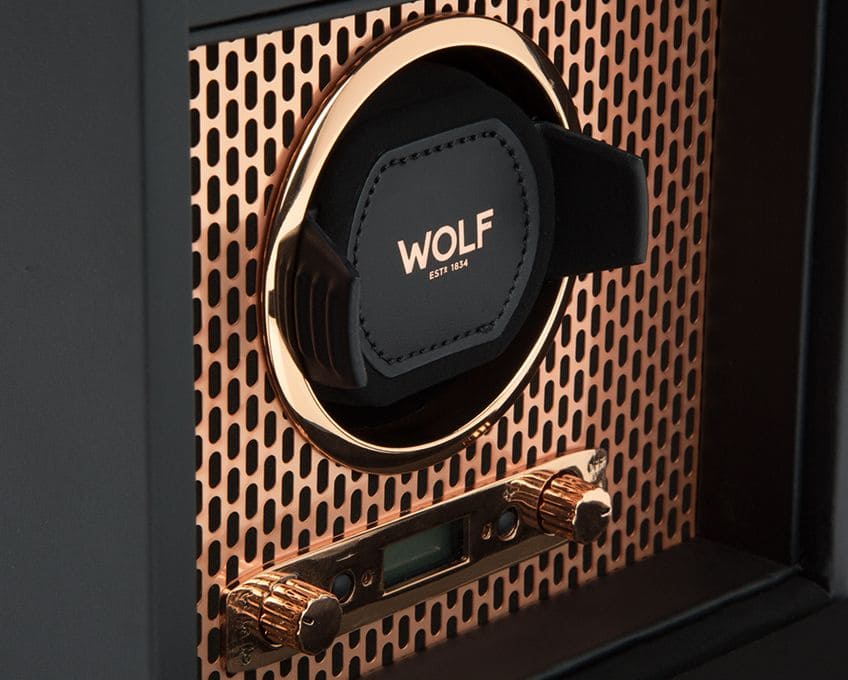 WOLF Single Watch Winder with Storage Axis Copper 469216 Royal Tempus