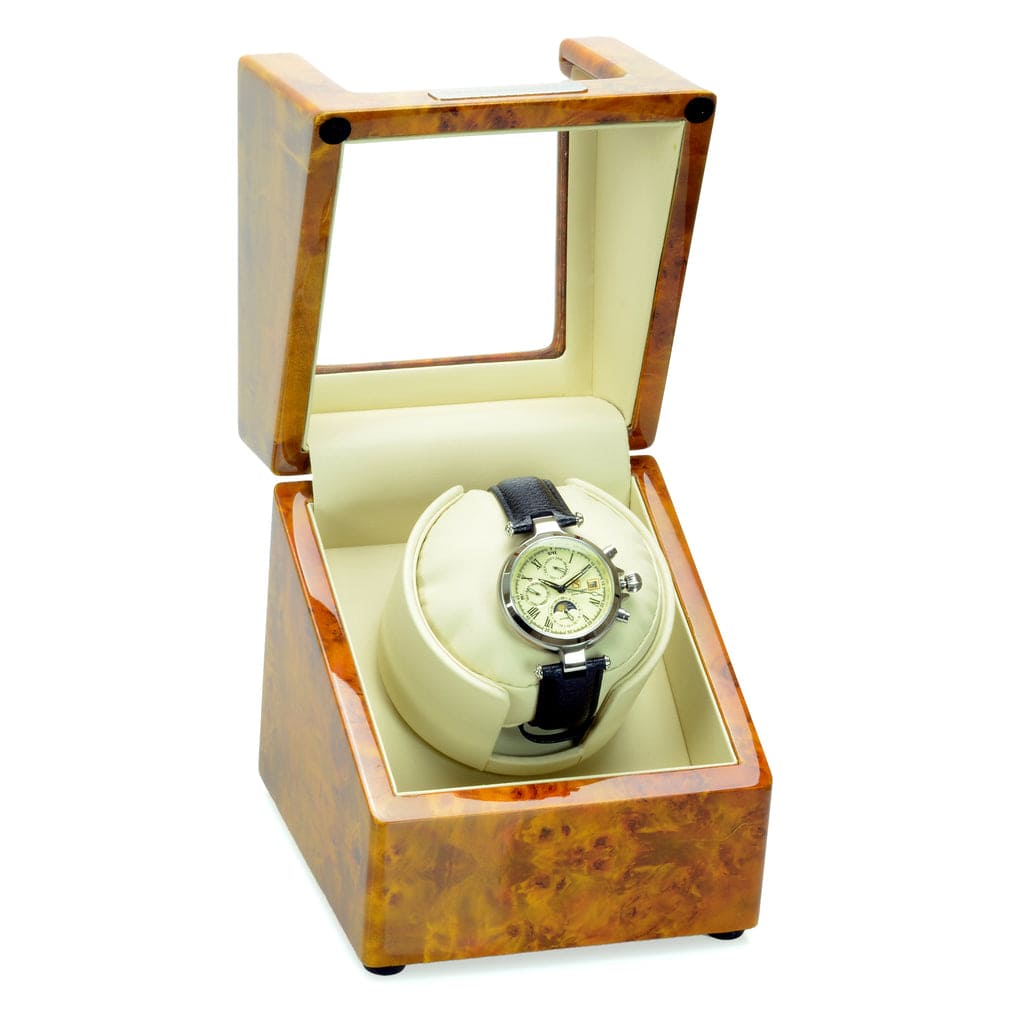 Steinhausen Single Watch Winder Heritage Burlwood SW1803 Royal Tempus