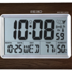 Seiko Mantel Clock Everything Digital Radio Wave Wood Brown QHR020BLH