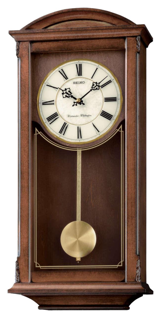 Seiko Wall Clock Arched Pedulum and Chime Brown QXH030BLH | Royal Tempus