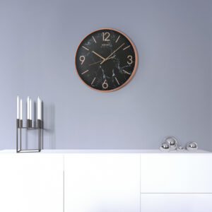 Seiko Wall Clock Noir Marble Effect Rose Gold QXA760PLH