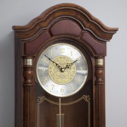 Seiko Wall Clock Stately Oak Case Pedulum and Chime Dark Brown QXH004BLH