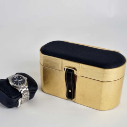 Maurizio Time Double Watch Case MT TRAVEL Gold Leaf/Blue Leather