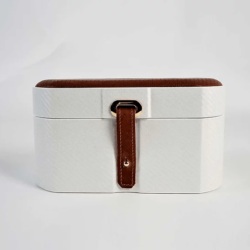 Maurizio Time Double Watch Case MT TRAVEL White Carbon/Brown Leather