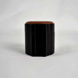 Maurizio Time Single Watch Case MT TRAVEL  Black Carbon/Brown Leather