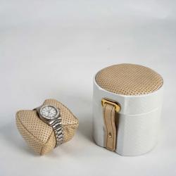 Maurizio Time Single Watch Case MT TRAVEL White Carbon/Cream Leather