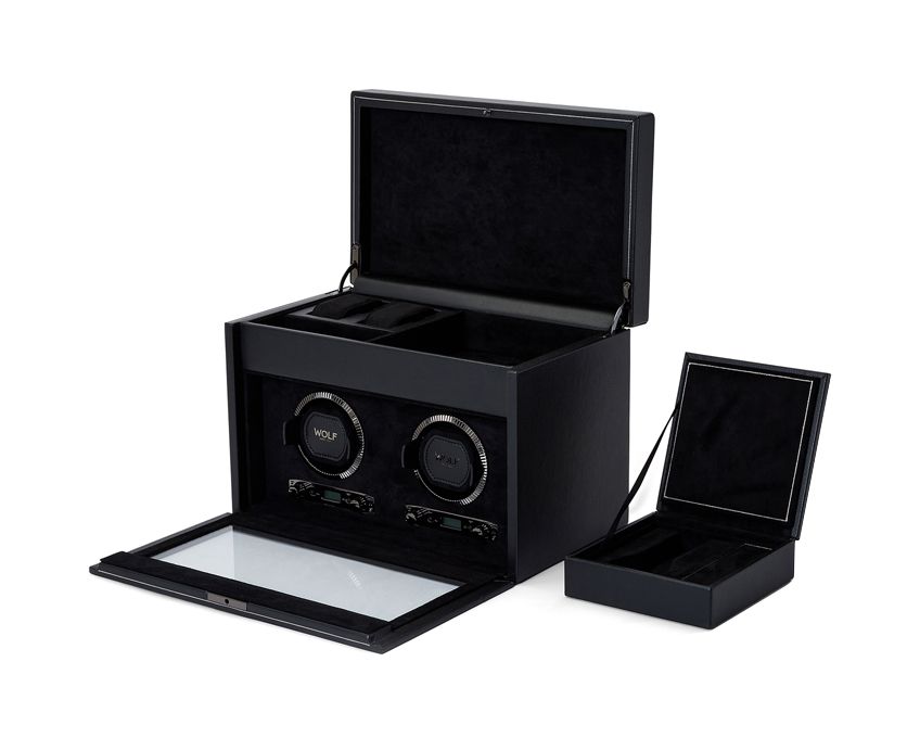 WOLF Double Watch Winder with Storage British Racing Black 792202