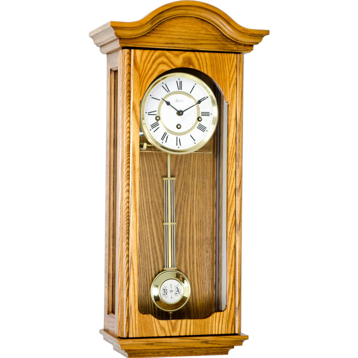 hermle-regulator-wall-clock-brooke-light-oak-70815i90341